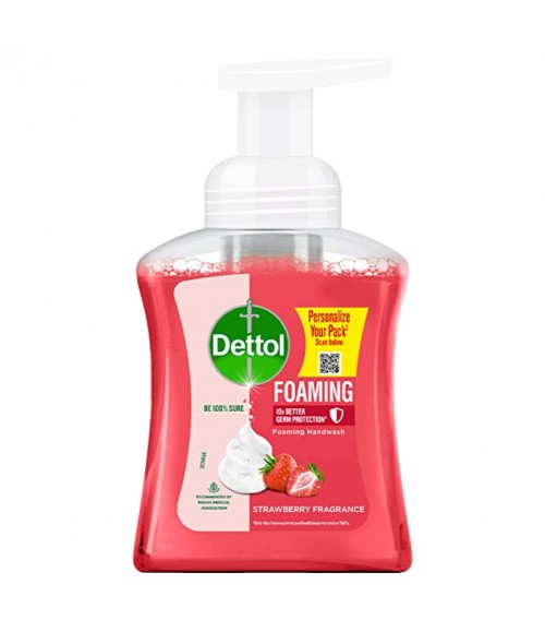 Dettol Foaming Handwash Pump - Strawberry, 250ml | Rich Foam | Moisturizing Hand Wash | Soft on Hands